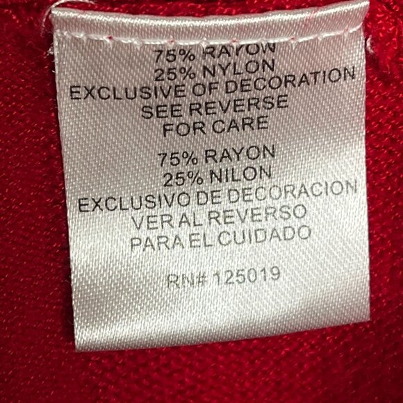 Joseph A Red Embellished Sweater Medium Crewneck Knit Top Holiday Winter - Picture 4 of 8